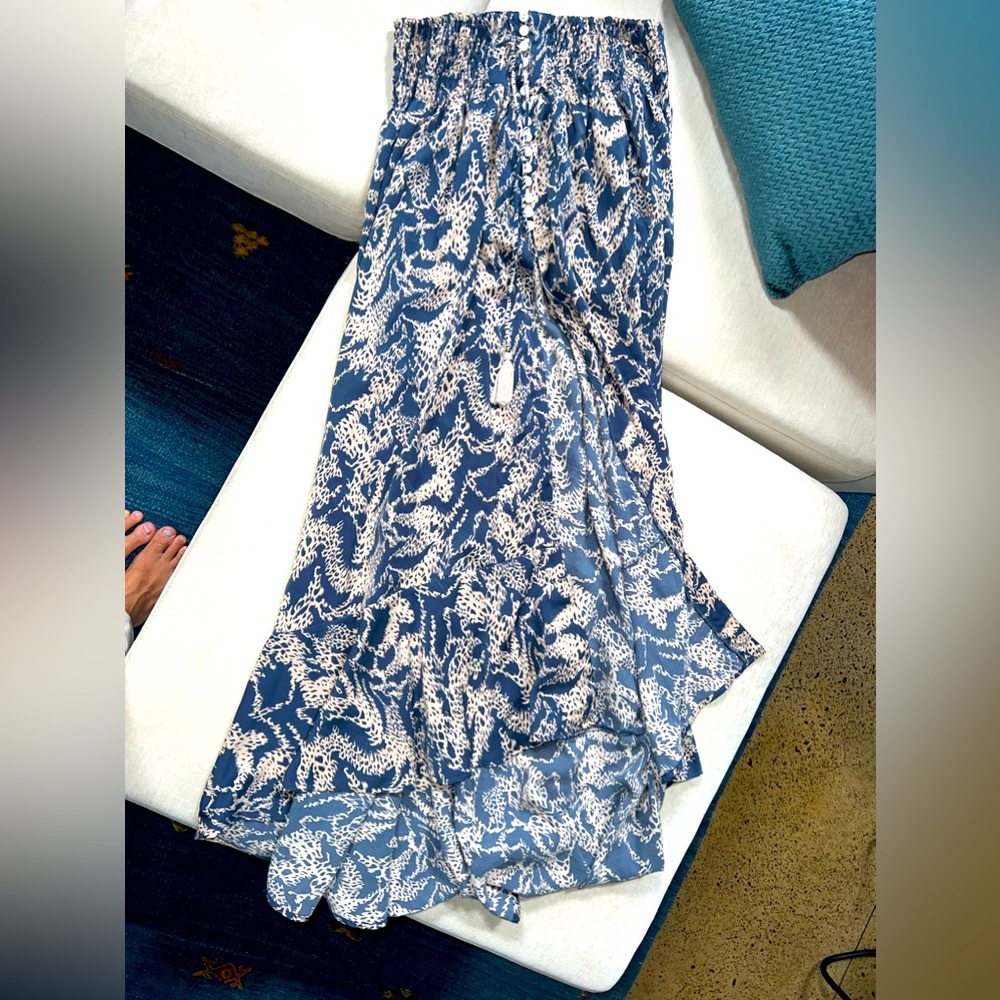 Mahina Maxi blue and white floral skirt